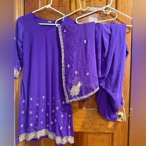 Elegant Purple Salwar Suit with Gold Accents
